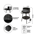 Pipra Holzkohle-Grill rund mit verstellbarem Grillrost Ø 48 cm und Rädern Modell