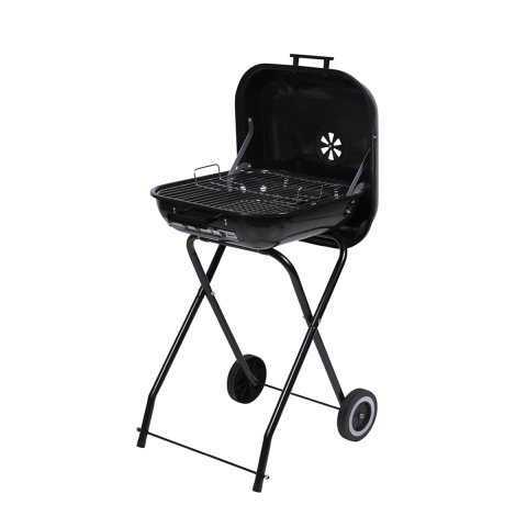 Barbecue au charbon de bois avec roues et couvercle 49x83x47cm Toska Promotion