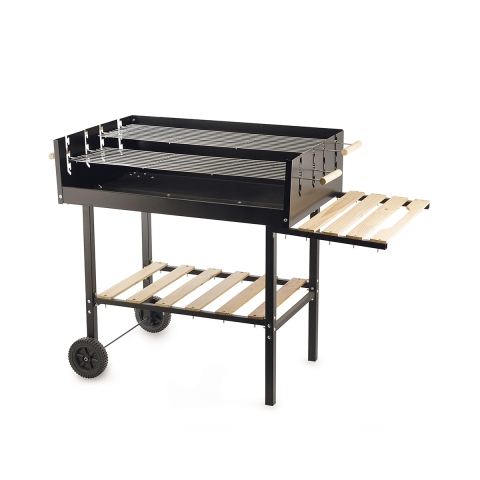 Barbecue charbon de bois avec grilles réglables en hauteur et roues Braska Promotion