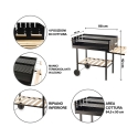 Holzkohlegrill mit höhenverstellbaren Grillrosten und Rädern Braska Modell