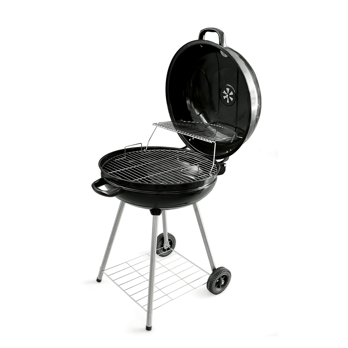 Runder Holzkohlegrill Ø57x90cm mit Rädern und Deckel Seara Aktion Runder Holzkohlegrill Ø57x90cm mit Rädern und Deckel Seara Aktion