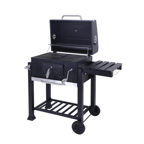 Barbecue au charbon avec couvercle, grille réglable et roues Grilla Promotion