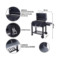 Barbecue au charbon avec couvercle, grille réglable et roues Grilla 