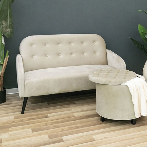 Canapé 2 places en tissu effet velours vintage taupe Zelto Promotion
