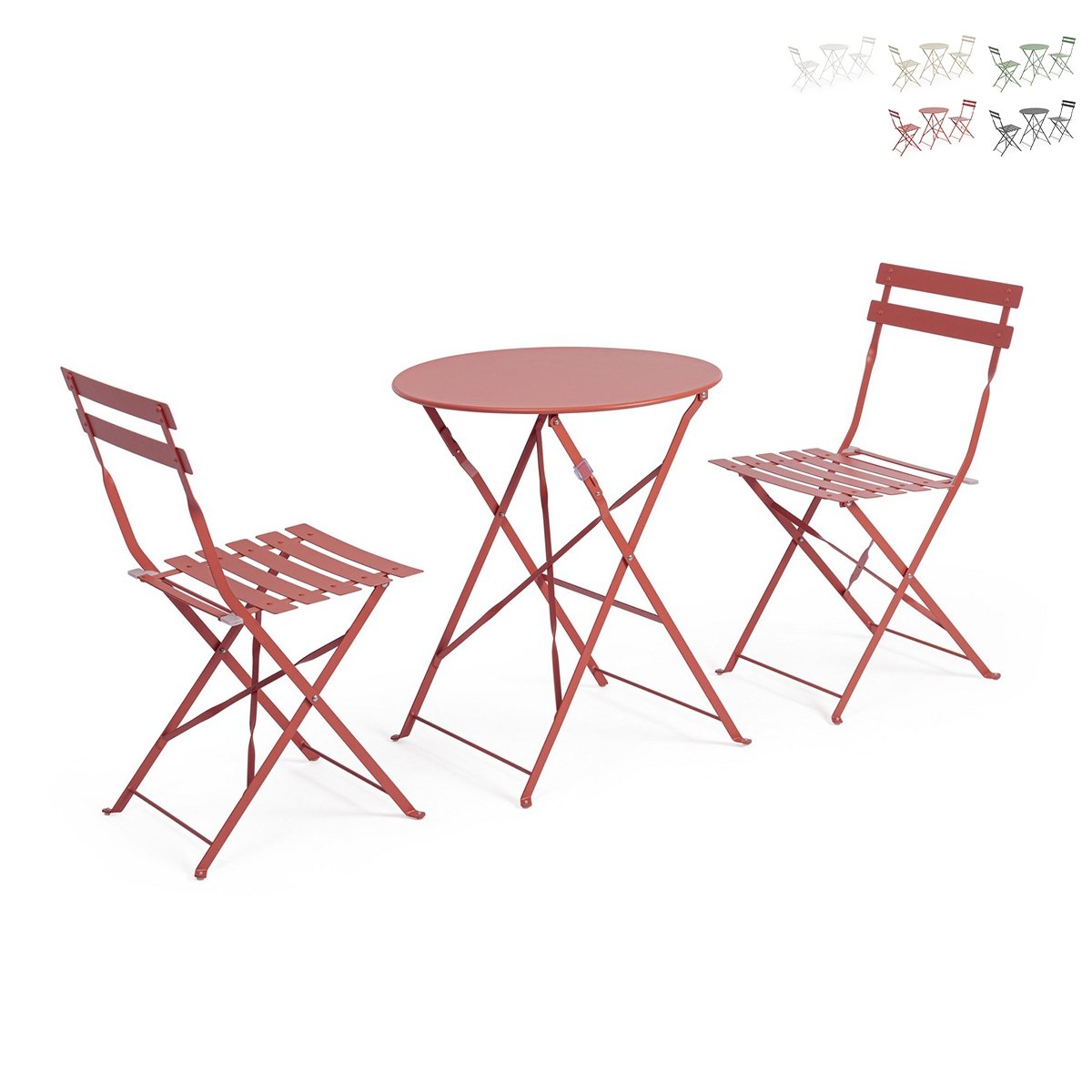 Rundes Outdoor-Set: 2 zusammenklappbare Gartenstühle - Bistrot Aktion Rundes Outdoor-Set: 2 zusammenklappbare Gartenstühle - Bistrot Aktion