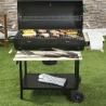 Barbecue au charbon avec couvercle, roues, 2 tablettes en bois Matambre Offre