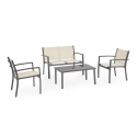 Salotto da giardino 2 sedie divano tavolino beige Bizzotto Florida Promozione