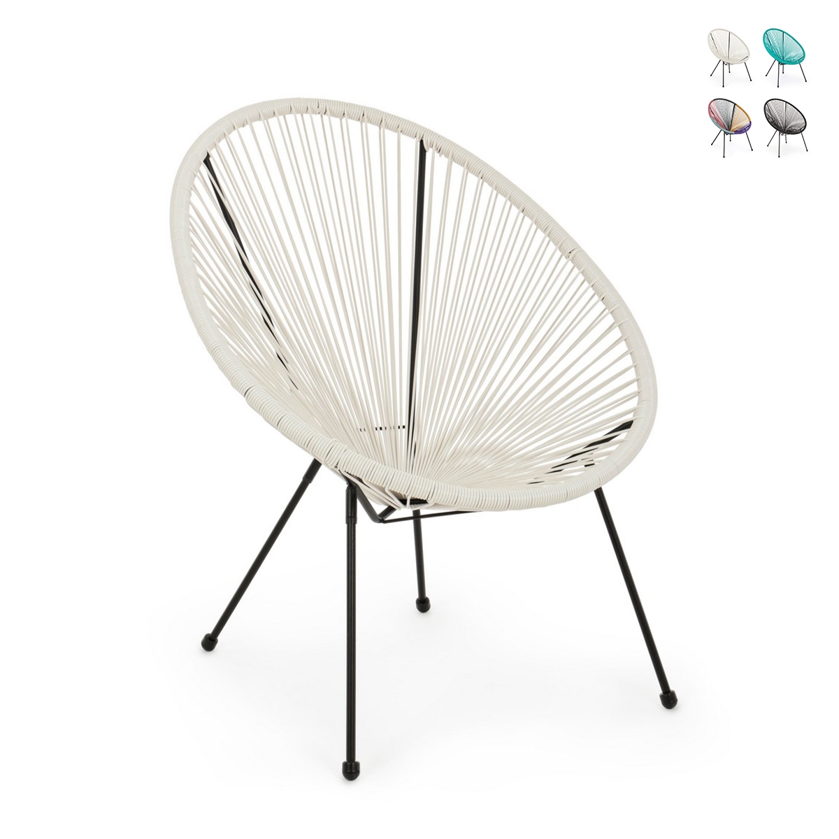 Fauteuil d'extérieur en corde design spaghetti Bizzotto Parker Promotion Fauteuil d'extérieur en corde design spaghetti Bizzotto Parker Promotion