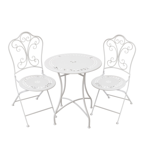 Ensemble table et 2 chaises d'extérieur en fer blanc Provence Breakfast Promotion