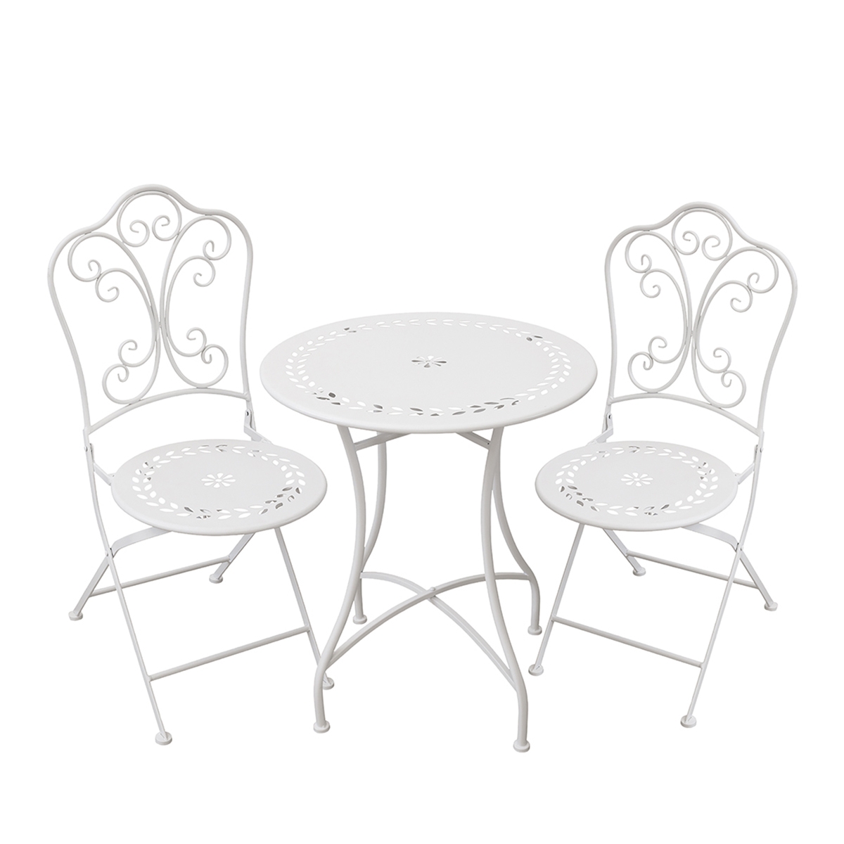 Ensemble table et 2 chaises d'extérieur en fer blanc Provence Breakfast Promotion Ensemble table et 2 chaises d'extérieur en fer blanc Provence Breakfast Promotion