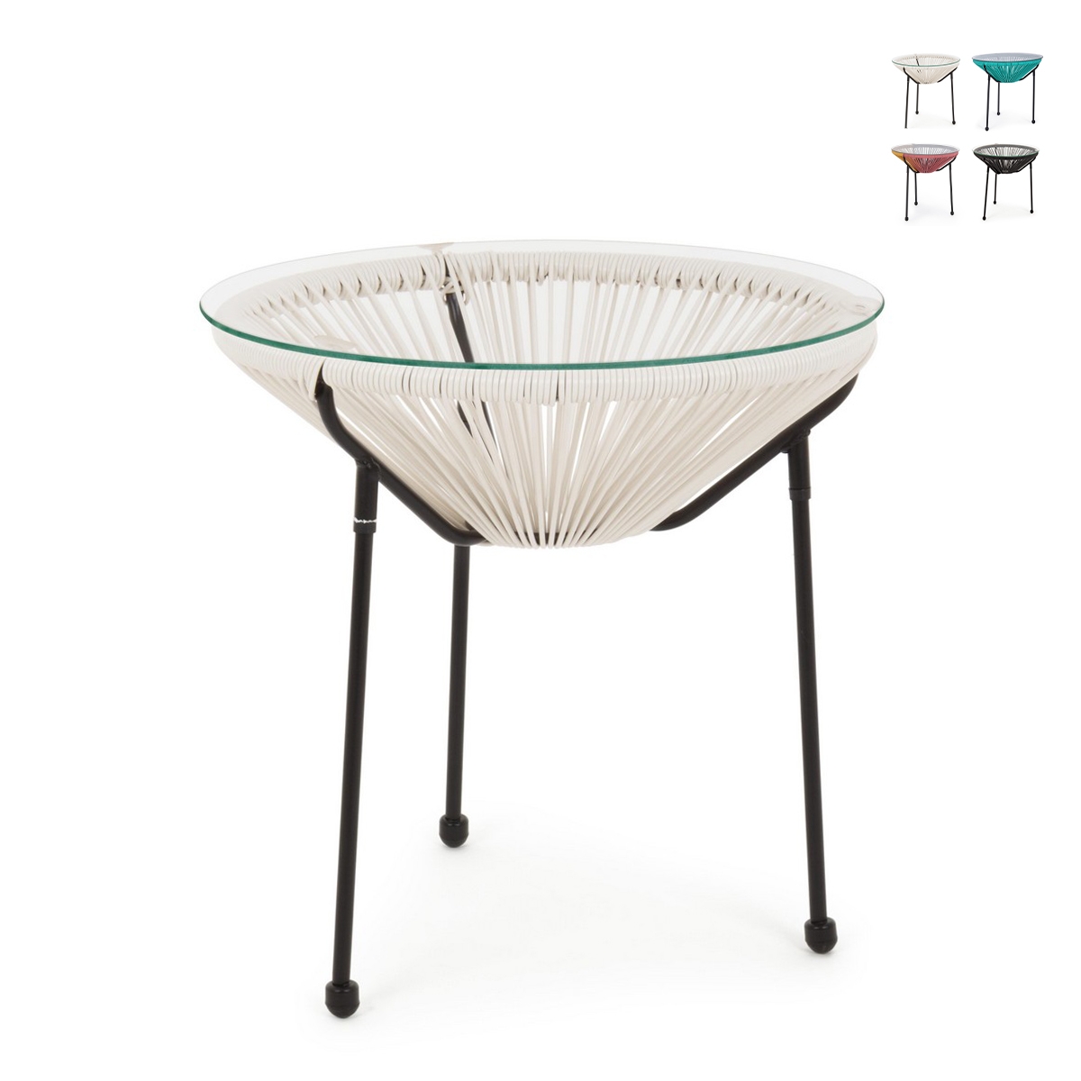 Table ronde d'extérieur Ø50cm en corde tressée Bizzotto Parker Promotion Table ronde d'extérieur Ø50cm en corde tressée Bizzotto Parker Promotion