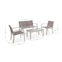 Salon de jardin canapé 2 chaises en textilène taupe et table Peder Vente