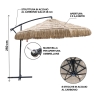 Seitlicher Garten-Sonnenschirm 3m Rattan-Effekt Kiso Plus Auswahl