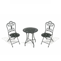 Provence Breakfast Set: Klapptisch mit 2 Klappstühlen, Metall, Schwarz, für den Außenbereich Aktion