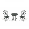 Provence Breakfast Set: Klapptisch mit 2 Klappstühlen, Metall, Schwarz, für den Außenbereich Aktion