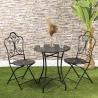 Ensemble table 2 chaises pliantes d'extérieur en fer noir Provence Breakfast Vente