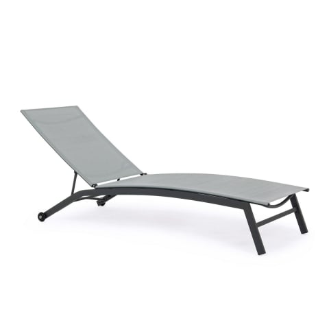 Chaise longue inclinable avec roues anthracite Bizzotto Nildas Promotion