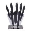 Set 5 coltelli in acciaio inox nero con supporto stand in acrilico Nori Promozione