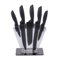Set 5 coltelli in acciaio inox nero con supporto stand in acrilico Nori Promozione