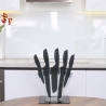Set 5 coltelli in acciaio inox nero con supporto stand in acrilico Nori Vendita