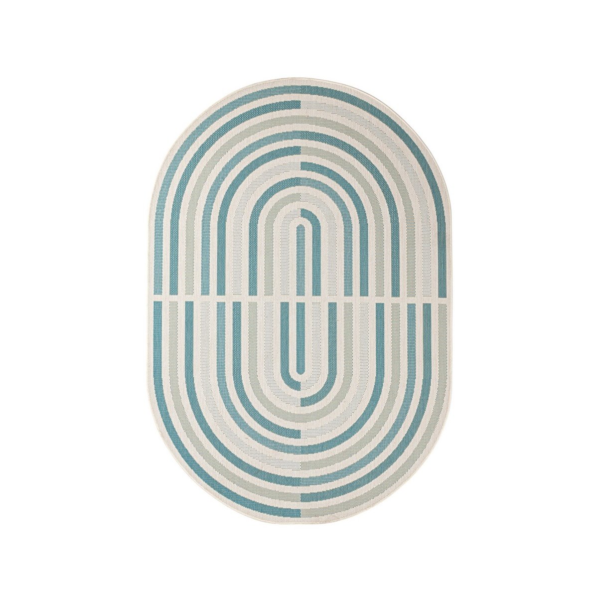 Tapis ovale intérieur extérieur vert bleu beige Bizzotto Nour Promotion