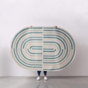 Tappeto per esterno interno ovale verde blu beige Bizzotto Nour Offerta