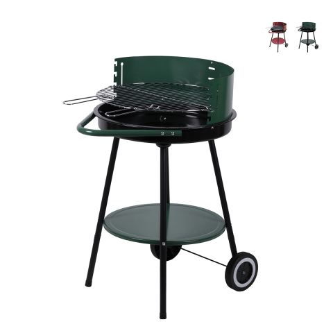 Holzkohlegrill mit Rädern und verstellbarem Rundrost Ø 48cm Kivra Aktion