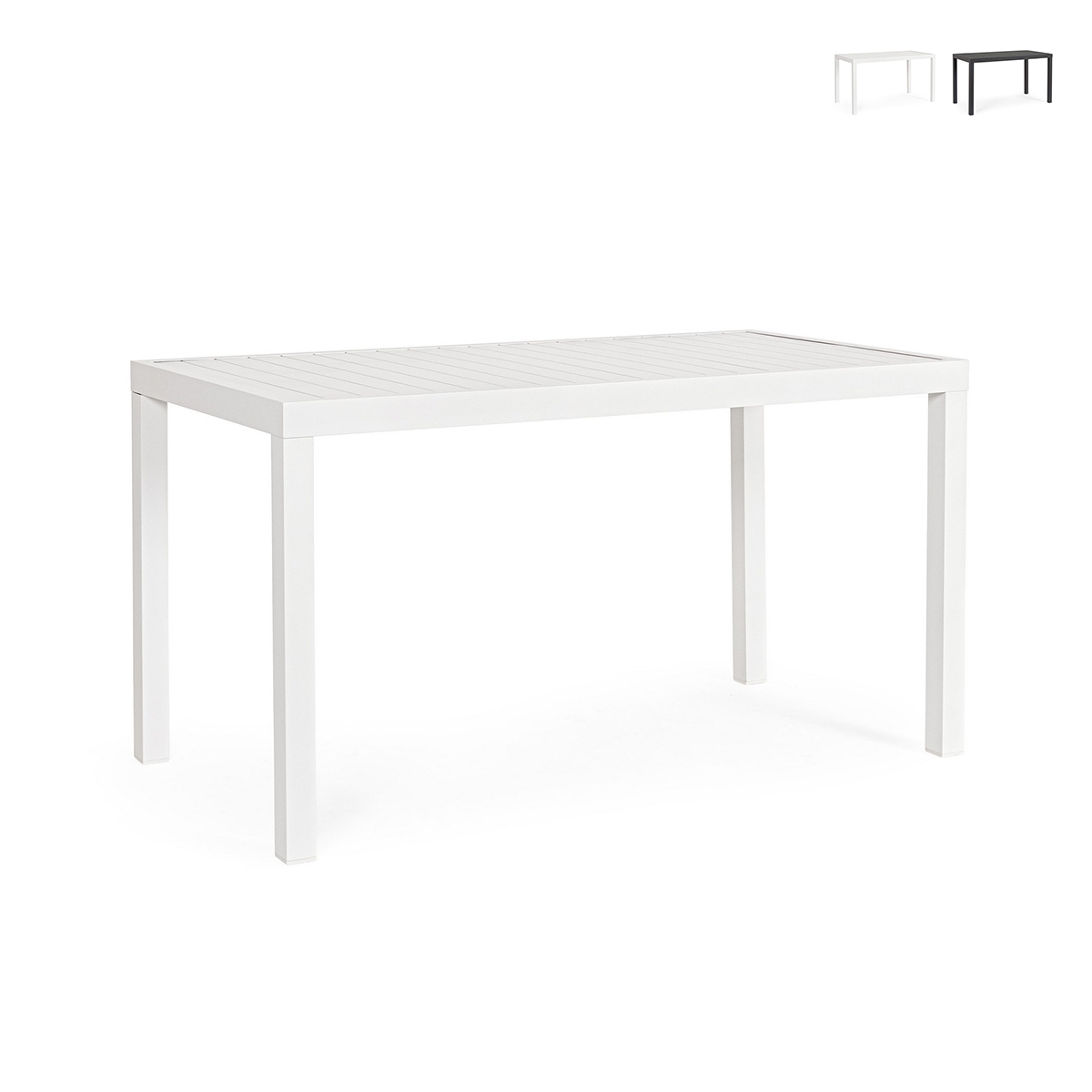 Table d'extérieur moderne rectangulaire 130x68cm en aluminium Bizzotto Hilde Promotion