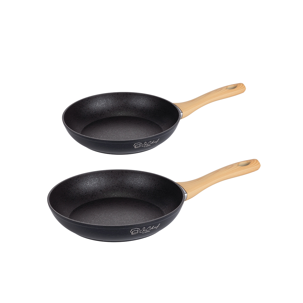 Ensemble de 2 poêles en aluminium antiadhésives noires avec manche en bois Fuji Promotion Ensemble de 2 poêles en aluminium antiadhésives noires avec manche en bois Fuji Promotion