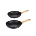 Ensemble de 2 poêles en aluminium antiadhésives noires avec manche en bois Fuji Promotion
