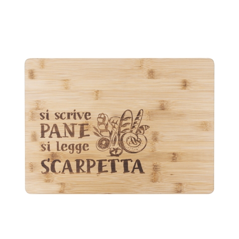 Planche à découper en bois 39x28cm Si scrive pane, si legge scarpetta Promotion