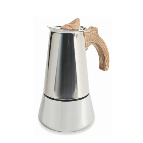 Cafetière 4 tasses en acier inoxydable avec poignée effet bois Riko Promotion