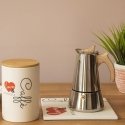 Cafetière 4 tasses en acier inoxydable avec poignée effet bois Riko Vente