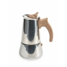 Cafetière 4 tasses en acier inoxydable avec poignée effet bois Riko Remises