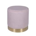 Pouf cylindrique design effet velours avec bande dorée Ostara Dimensions