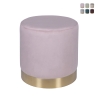Pouf cylindrique design effet velours avec bande dorée Ostara Offre