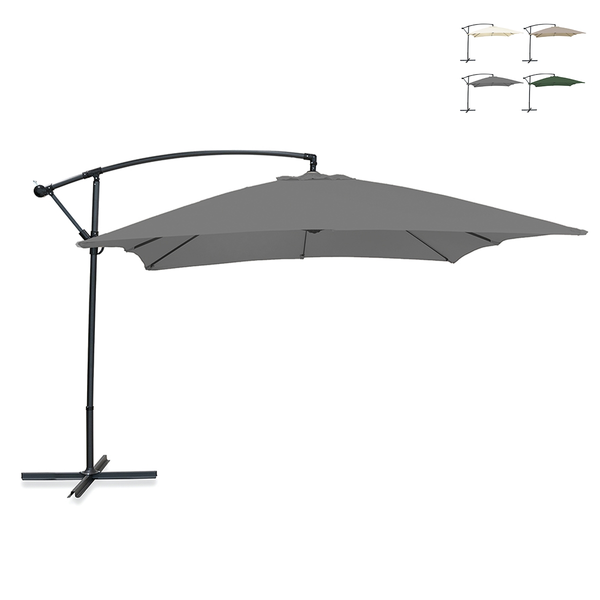Ombrellone da giardino 3x2m a braccio laterale in acciaio Kios Offerta Ombrellone da giardino 3x2m a braccio laterale in acciaio Kios Offerta