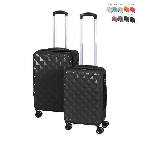 Set 2 valigie 4 ruote 360° con combinazione doppia zip Diamond Promozione