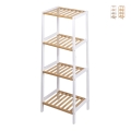 Meuble de salle de bain rangement 4 étagères en bambou et MDF Tavro Promotion
