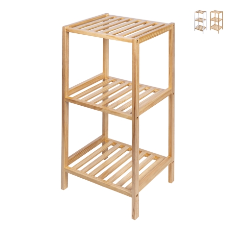 Meuble de salle de bain 3 étagères en bambou et MDF Mivo Promotion