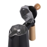 Cafetière moka 4 tasses en aluminium noir avec manche en bois Industry Vente
