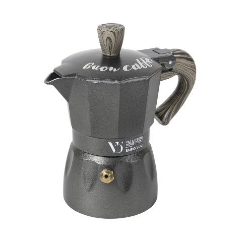 Aluminium-Espressokocher 3 Tassen mit Holzgriff Buon Caffè Aktion
