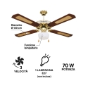 Ventilateur de plafond 4 pales avec lumière et fonction réversible 70W Windy Offre