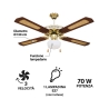 Ventilateur de plafond 4 pales avec lumière et fonction réversible 70W Windy Offre