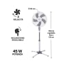 Ventilateur sur pied 3 vitesses 5 pales hauteur ajustable ArticFresh Caractéristiques