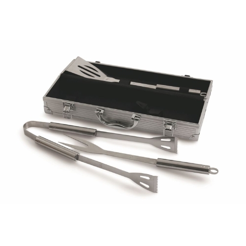 Coffret de 3 ustensiles en acier inoxydable pour barbecue avec mallette Nira Promotion