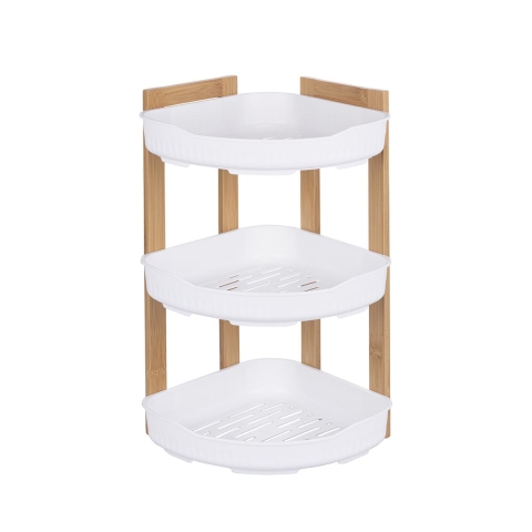 Étagère d'angle de douche 3 niveaux en bois et plastique Norea Promotion