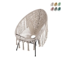 Poltrona da giardino esterno con intreccio in tessuto macramè Elika Offerta
