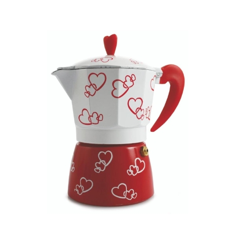 Traditionelle Moka-Kaffeemaschine für 2 Tassen, Aluminium, Modell Cuore Aktion