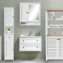 Meuble de salle de bains avec miroir en bois MDF laqué 60x15xH68 cm Bakira Réductions